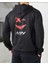Happy Baskılı Erkek Kapüşonlu Kanguru Cep Ünisex Oversize Sweatshirt 2