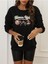 Game Night Baskılı Bisiklet Yaka Ünisex Siyah Oversize Sweatshirt 2