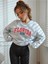 Kadın Oversize Gri Florida Baskılı Sweatshirt 1