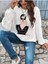 Siyah Giyen Kadın Baskılı Bisiklet Yaka Ünisex Siyah Oversize Sweatshirt 1
