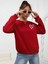 Kalp Baskılı Oversize Sıfır Yaka Sweatshirt 3
