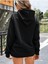 Leoparlı Love Baskılı Ünisex Siyah Kapüşonlu Oversize Sweatshirt 2