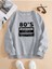 80's Kaset Baskılı Bisiklet Yaka Ünisex Gri Oversize Sweatshirt 3