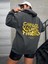 Unisex Change Your Thoughts Baskılı Kapüşonlu Oversize Füme Sweatshirt 1