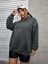 Unisex Change Your Thoughts Baskılı Kapüşonlu Oversize Füme Sweatshirt 3