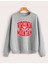 Oversize Gri Virginia Bisiklet Yaka Baskılı Sweatshirt 1