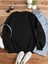 Gözlüklü Köpek Baskılı Bisiklet Yaka Ünisex Siyah Oversize Sweatshirt 2