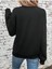 Beyaz Yüzlü Kadın Baskılı Bisiklet Yaka Ünisex Siyah Oversize Sweatshirt 2