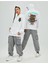Oversize Gri No Fears Baskılı Kapüşonlu 3 Iplik Sweatshirt 2