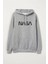 Gri Nasa Baskılı Oversize Sweatshirt 1