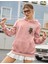 Oversize Pembe No Fears Baskılı Kapüşonlu 3 Iplik Sweatshirt 1