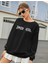 Kadın Siyah Oversize Baby Girl Baskılı Sweatshirt 1