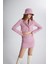 Tüvit Kumaş Mini Tweed Etek Pembe 1
