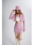 Tüvit Kumaş Mini Tweed Etek Pembe 3