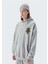 Oversize Gri No Fears Baskılı Kapüşonlu 3 Iplik Sweatshirt 2