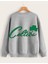 Oversize Gri Boston Baskılı Sweatshirt 1