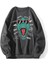 Oversize Antrasit Dinozor Baskılı 3 Iplik Sweatshirt 1