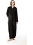 Örme Baharlık Tafta ve Triko Garnili Uzun Kap Ferace-Siyah 1