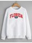 3iplik Oversize Beyaz Florida Baskılı Sweatshirt 1