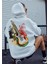 Unsiex Beyaz Oversize Gitar Baskılı Kapşonlu Sweatshirt 3iplik 1