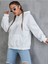 Unsiex Beyaz Oversize Gitar Baskılı Kapşonlu Sweatshirt 3iplik 2