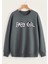 Unsiex 3iplik Oversize Antrasit Baskılı Sweatshirt 1