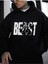 Beast Baskılı Erkek Siyah Kapüşonlu Alt Üst Oversize Eşofman Takımı 1
