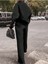 Kadın Siyah Geniş Boru Paça Alt Üst Eşofman Takımı Oversize 1