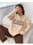 Kahve Krem Jogger Sweatshirt Alt Üst Eşofman Takımı Oversize Bisiklet Yaka 2