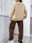 Kahve Krem Jogger Sweatshirt Alt Üst Eşofman Takımı Oversize Bisiklet Yaka 3