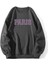 Kadın Paris Yazılı Antrasit Sweatshirt 3iplik 1