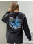 Kadın Siyah Finished Bules Oversize Sweatshirt 1
