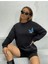 Kadın Siyah Finished Bules Oversize Sweatshirt 2