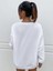 Kadın Beyaz Sense Kelebek Baskılı Oversize Sweatshirt 3iplik 2