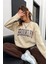 Brooklyn Kahve Jogger Bej Sweatshirt Alt Üst Eşofman Takımı Oversize Bisiklet Yaka 3