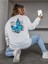 Kadın Beyaz Finished Bules Oversize Sweatshirt 3iplik 2