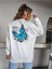 Kadın Beyaz Finished Bules Oversize Sweatshirt 3iplik 3