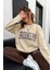 Brooklyn Kahve Jogger Bej Sweatshirt Alt Üst Eşofman Takımı Oversize Bisiklet Yaka 3