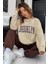 Brooklyn Kahve Jogger Bej Sweatshirt Alt Üst Eşofman Takımı Oversize Bisiklet Yaka 1