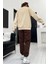 Brooklyn Kahve Jogger Bej Sweatshirt Alt Üst Eşofman Takımı Oversize Bisiklet Yaka 2