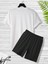 Erkek Minimal Palmiye Baskılı Sokak Stili Şort T-Shirt Takım Oversize Salaş 1
