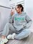 Kadın Gri Happiness Alt Üst Eşofman Takımı Oversize Kapüşonlu 4
