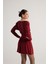 Beli Korse Görünümlü Vatkalı Mini Jade Elbise Bordo 4
