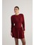 Beli Korse Görünümlü Vatkalı Mini Jade Elbise Bordo 6