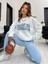 Brooklyn Mavi Jogger Beyaz Sweatshirt Alt Üst Eşofman Takımı Oversize Bisiklet Yaka 1