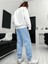 Brooklyn Mavi Jogger Beyaz Sweatshirt Alt Üst Eşofman Takımı Oversize Bisiklet Yaka 4