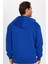 Unisex Relax Fit Rahat Kesim Pamuklu İçi Polarlı Çift Cepli Fermuarlı Sax Mavi Kapüşonlu Sweatshirt 5