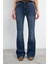 Jenny Dirty Dark Blue Yüksek Bel Flare Jean Pantolon - Dırty Dark Blue 2
