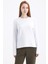 Kadın Uzun Kollu Basic Beyaz T-Shirt- 1