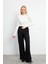 Chloe Wide Leg Kaşe Pantolon - Siyah 2
